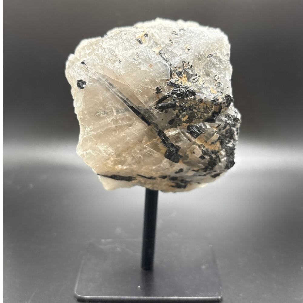 Amazing Tourmalinated Quartz Specimen on Stand